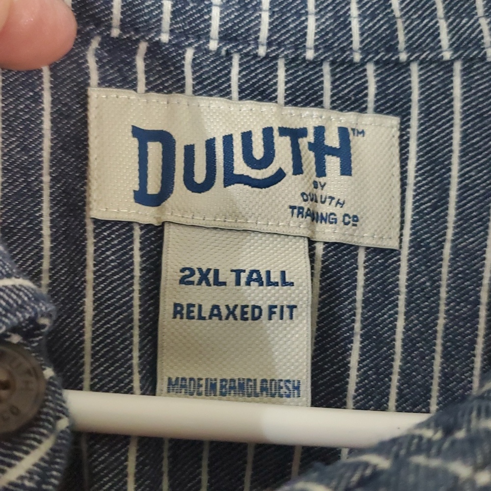 Duluth Trading Mens Free Swingin Flannel Shirt Size 2XL Tall Blue White Stripe - Picture 3 of 10